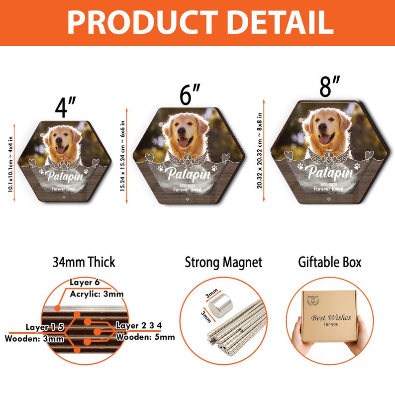 Custom Dog Hair Memorial Storage Box, Loss Of Dog Acrylic Box Pet Portrait Picture, Cat Fur Keepsake, Pet Tooth Memorial Gift, Pet Memorial