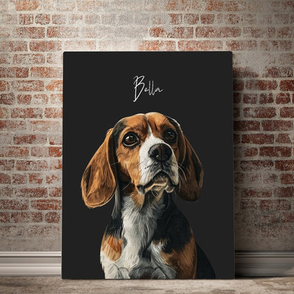 Personalized Pet Portrait Canvas Print, Pet Portrait Art, Pet Memorial Print, Custom Pet Illustration Canvas Wall Art Your Pet Into Art Gift