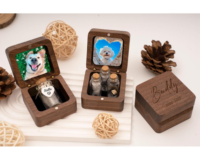 Engraved Pet Memorial Box,Custom Wooden Pet Ashes Keepsake,Personalized Cat and Dog Loss Gift,Pet Fur Keepsake,Sympathy Gift for Pet Lovers