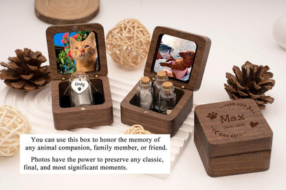 Engraved Pet Memorial Box,Custom Wooden Pet Ashes Keepsake,Personalized Cat and Dog Loss Gift,Pet Fur Keepsake,Sympathy Gift for Pet Lovers