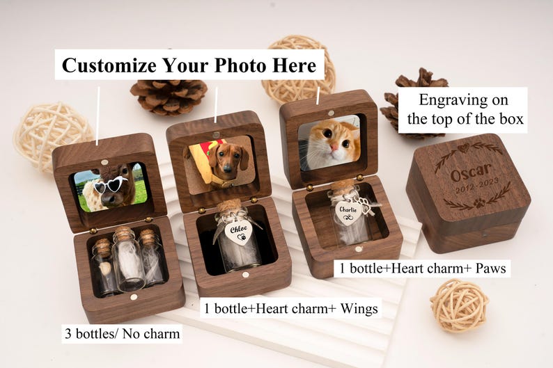 Engraved Pet Memorial Box,Custom Wooden Pet Ashes Keepsake,Personalized Cat and Dog Loss Gift,Pet Fur Keepsake,Sympathy Gift for Pet Lovers