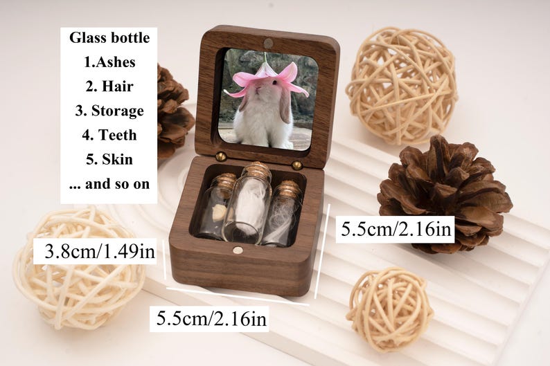 Engraved Pet Memorial Box,Custom Wooden Pet Ashes Keepsake,Personalized Cat and Dog Loss Gift,Pet Fur Keepsake,Sympathy Gift for Pet Lovers