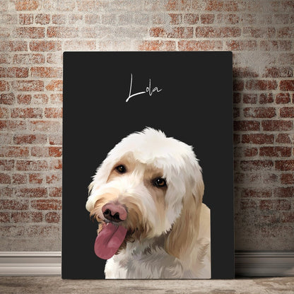 Personalized Pet Portrait Canvas Print, Pet Portrait Art, Pet Memorial Print, Custom Pet Illustration Canvas Wall Art Your Pet Into Art Gift