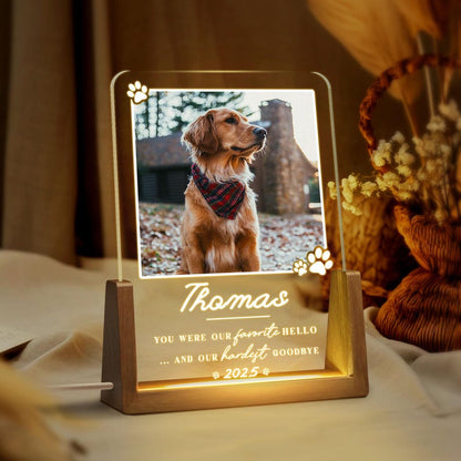 Personalized Pet Memorial LED Night Light, Custom Photo Pet Lover Night Light, Dog Keepsake Gift, Dog Memorial Gift, Custom Dog Photo Gifts
