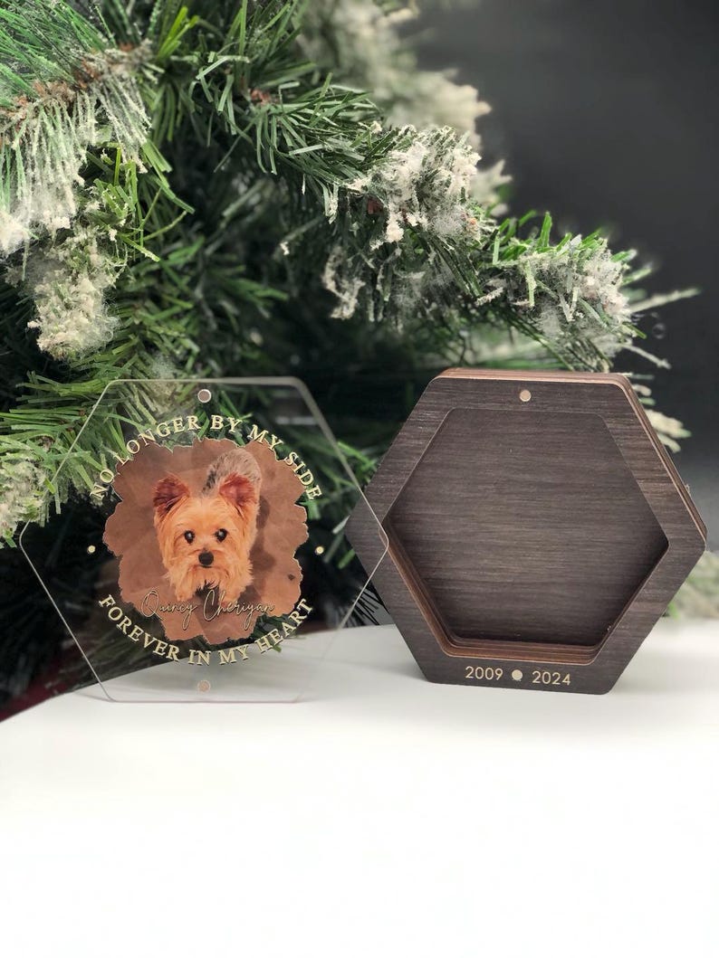 Custom Photo Wooden Hair Memorial Box Personalized Pet Fur Keepsake Dog Hair Memorial Cat Hair Keepsake Pet Hair Keepsake Box Loss Of Pet