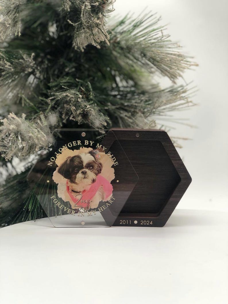 Custom Photo Wooden Hair Memorial Box Personalized Pet Fur Keepsake Dog Hair Memorial Cat Hair Keepsake Pet Hair Keepsake Box Loss Of Pet