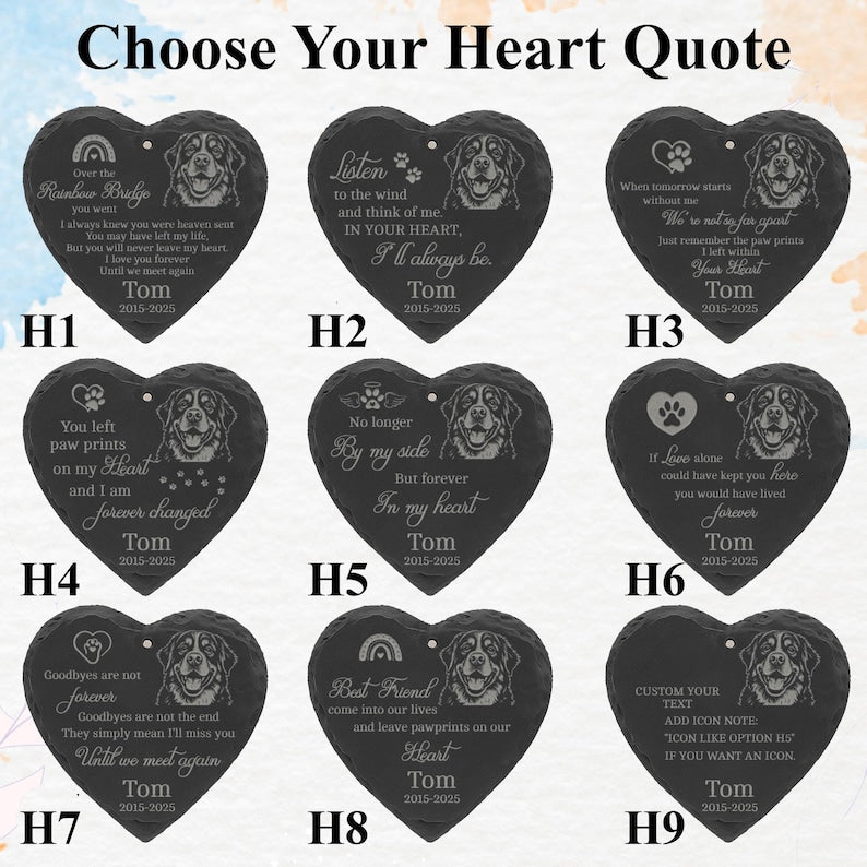 Custom Pet Memorial Wind Chime with Engraved Photo & Name – Personalized Dog or Cat Loss Gift – Heart or Round Stone Sail Keepsake