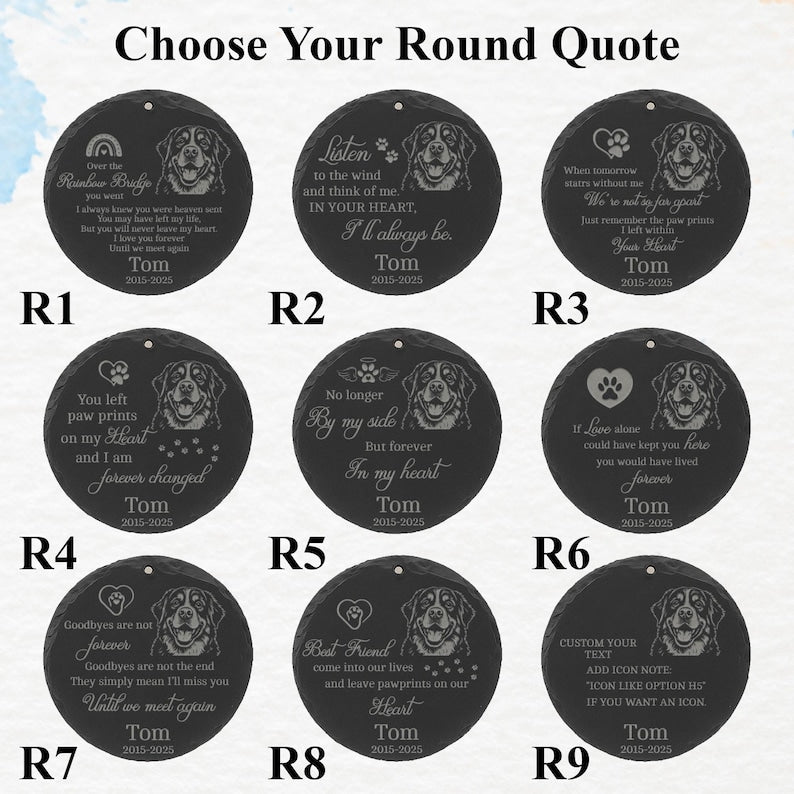 Custom Pet Memorial Wind Chime with Engraved Photo & Name – Personalized Dog or Cat Loss Gift – Heart or Round Stone Sail Keepsake