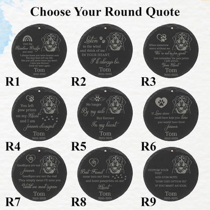 Custom Pet Memorial Wind Chime with Engraved Photo & Name – Personalized Dog or Cat Loss Gift – Heart or Round Stone Sail Keepsake