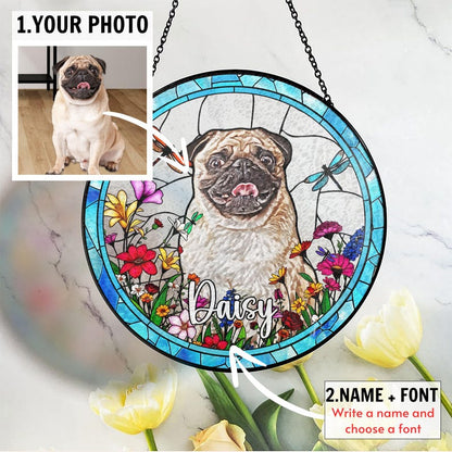 Personalized Dog Memorial Suncatcher, Dog Memorial Ornament, Custom Dog Loss Ornament,Dog Photo Suncatcher,Dog Memorial Gift keepsake CDS01