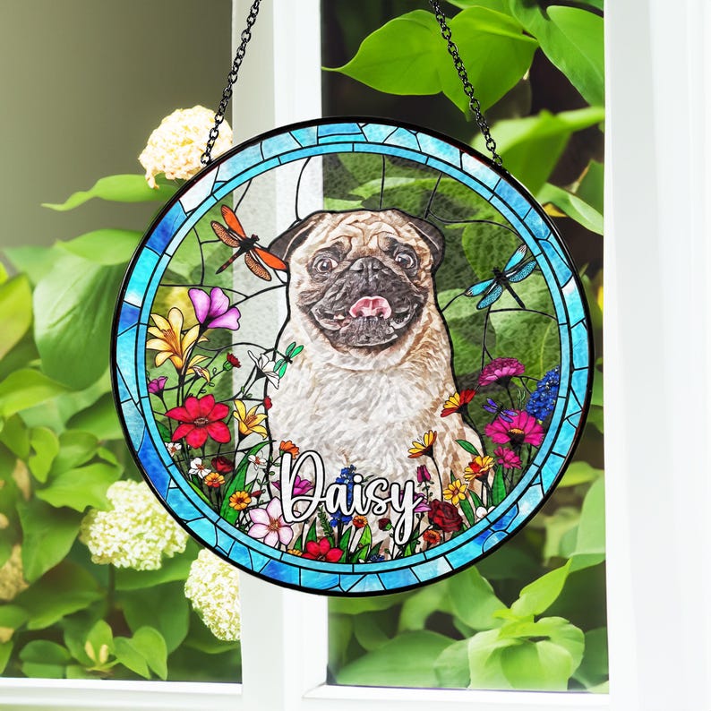 Personalized Dog Memorial Suncatcher, Dog Memorial Ornament, Custom Dog Loss Ornament,Dog Photo Suncatcher,Dog Memorial Gift keepsake CDS01