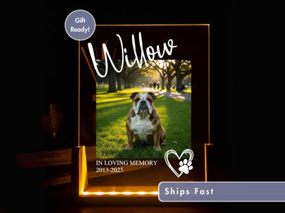 Custom Pet Memorial Night Light - Personalized Dog Cat Loss Gift - Photo Keepsake LED Light Sign - Pet Lover Sympathy Gift - Fur Baby Memory