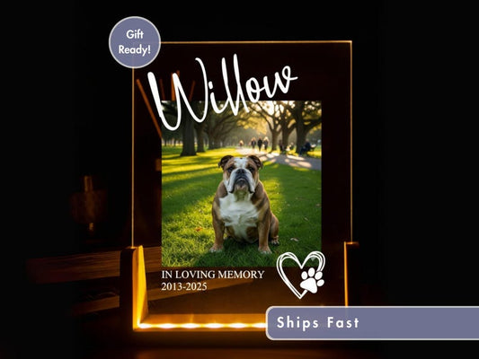 Custom Pet Memorial Night Light - Personalized Dog Cat Loss Gift - Photo Keepsake LED Light Sign - Pet Lover Sympathy Gift - Fur Baby Memory