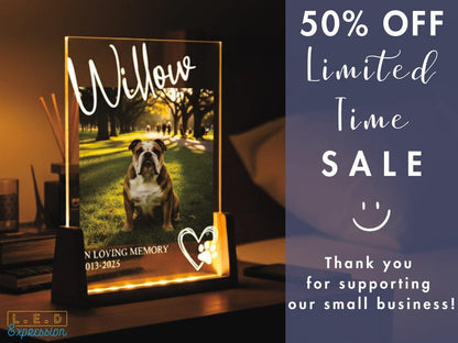 Custom Pet Memorial Night Light - Personalized Dog Cat Loss Gift - Photo Keepsake LED Light Sign - Pet Lover Sympathy Gift - Fur Baby Memory