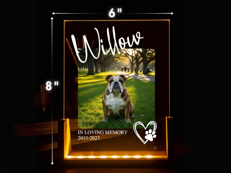 Custom Pet Memorial Night Light - Personalized Dog Cat Loss Gift - Photo Keepsake LED Light Sign - Pet Lover Sympathy Gift - Fur Baby Memory