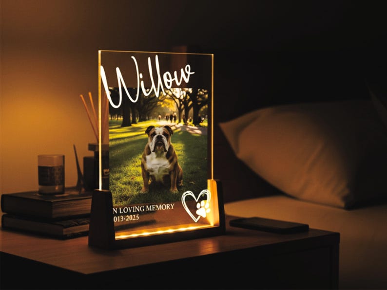 Custom Pet Memorial Night Light - Personalized Dog Cat Loss Gift - Photo Keepsake LED Light Sign - Pet Lover Sympathy Gift - Fur Baby Memory