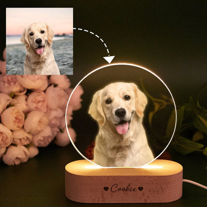 Custom Pet Photo Night Light: Personalized Dog & Cat Memorial Gift