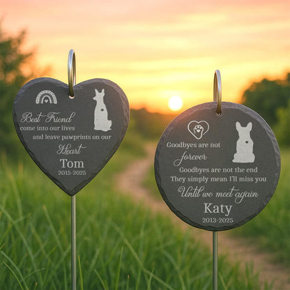 Custom Pet Memorial Stone for Dogs – Engraved Slate Grave Marker with Name, Dates, Quote & Breed Silhouette – Pet Loss Gift for Dog Owners