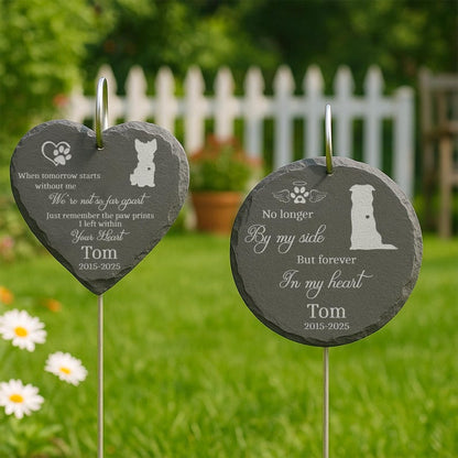 Custom Pet Memorial Stone for Dogs – Engraved Slate Grave Marker with Name, Dates, Quote & Breed Silhouette – Pet Loss Gift for Dog Owners