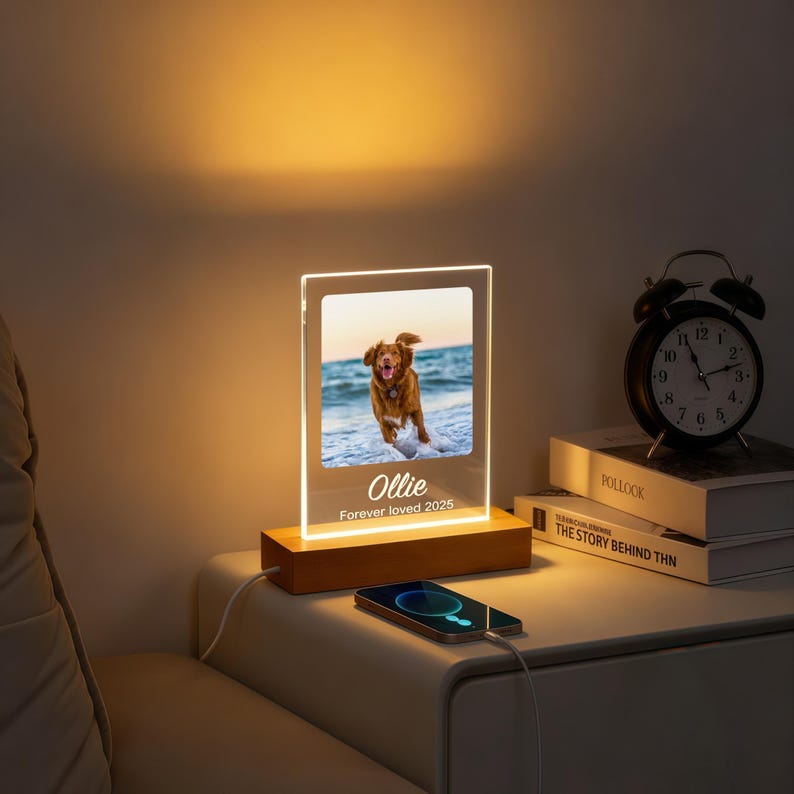Personalized Pet Memorial LED Night Light,Light Up Pet Loss Frame,Pet Photo Light,Dog Loss Gift,Pet Memorial Gift, Dog Sympathy Gift