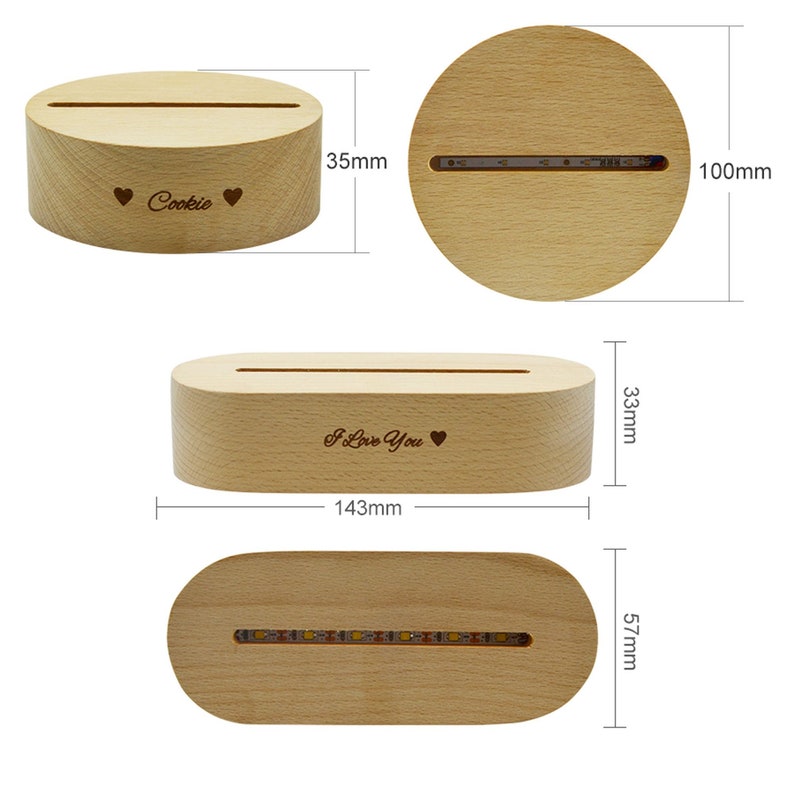 Custom 3D Pet Photo LED Lamp, Engraved Wood Base, Pet Memorial Gift