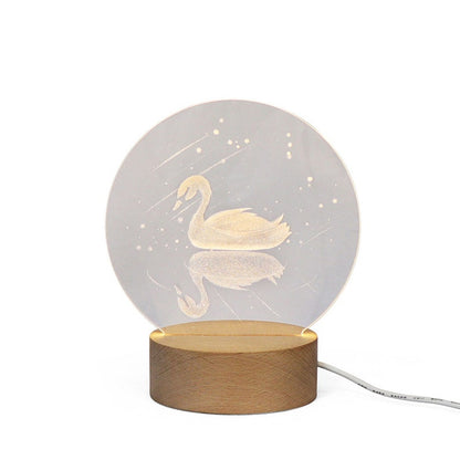 Custom 3D Pet Photo LED Lamp, Engraved Wood Base, Pet Memorial Gift