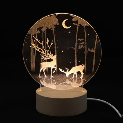 Custom 3D Pet Photo LED Lamp, Engraved Wood Base, Pet Memorial Gift