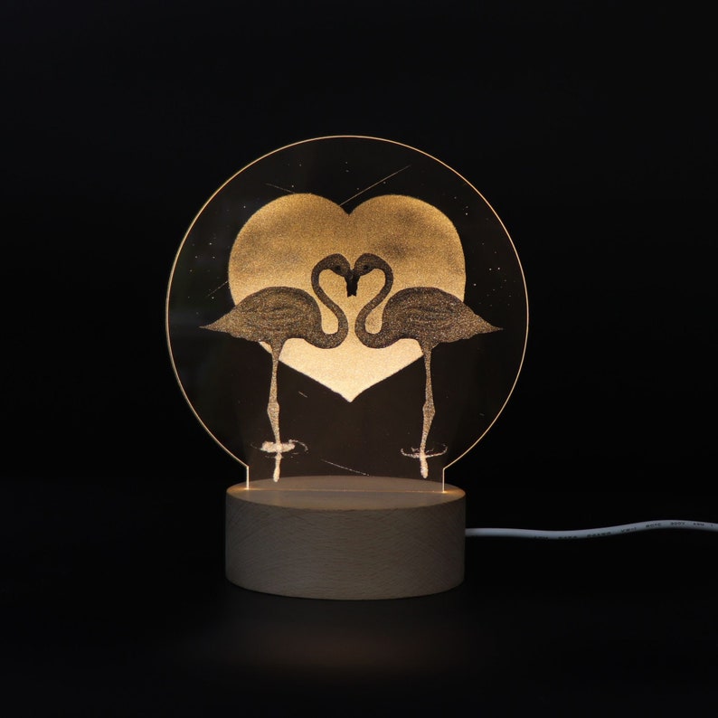 Custom 3D Pet Photo LED Lamp, Engraved Wood Base, Pet Memorial Gift