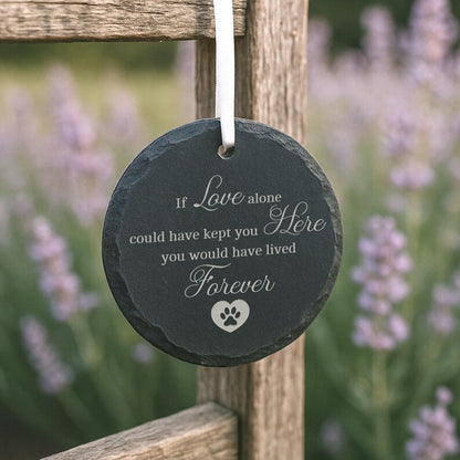 Engraved Pet Memorial Stone Photo Ornament, Personalized Dog or Cat Christmas Ornament, Custom Pet Loss Gift, Remembrance Keepsake for Tree