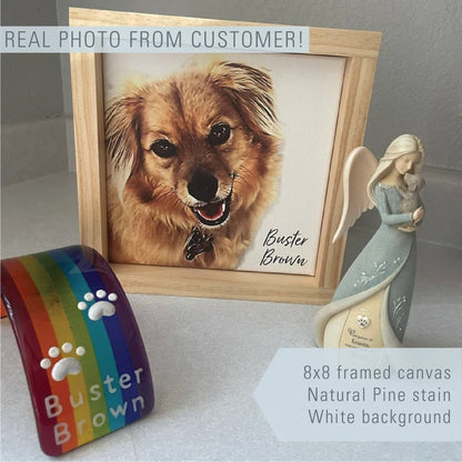 Custom Pet Photo Print Canvas — Oil Effect on Canvas, Custom Photo on Framed Canvas, Multiple Sizes & Stain Options