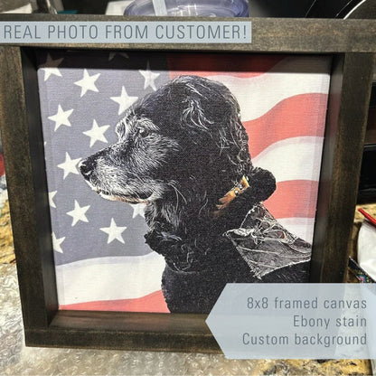 Custom Pet Photo Print Canvas — Oil Effect on Canvas, Custom Photo on Framed Canvas, Multiple Sizes & Stain Options