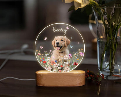 Custom Pet Portrait Night Light, Pet Memorial Gift, Dog Mom Gift, Pet Photo Lamp, Gift For Dog Lover, Dog Loss Gift, Sympathy Gift