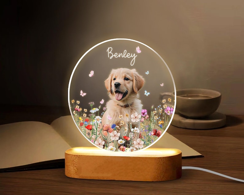Custom Pet Portrait Night Light, Pet Memorial Gift, Dog Mom Gift, Pet Photo Lamp, Gift For Dog Lover, Dog Loss Gift, Sympathy Gift