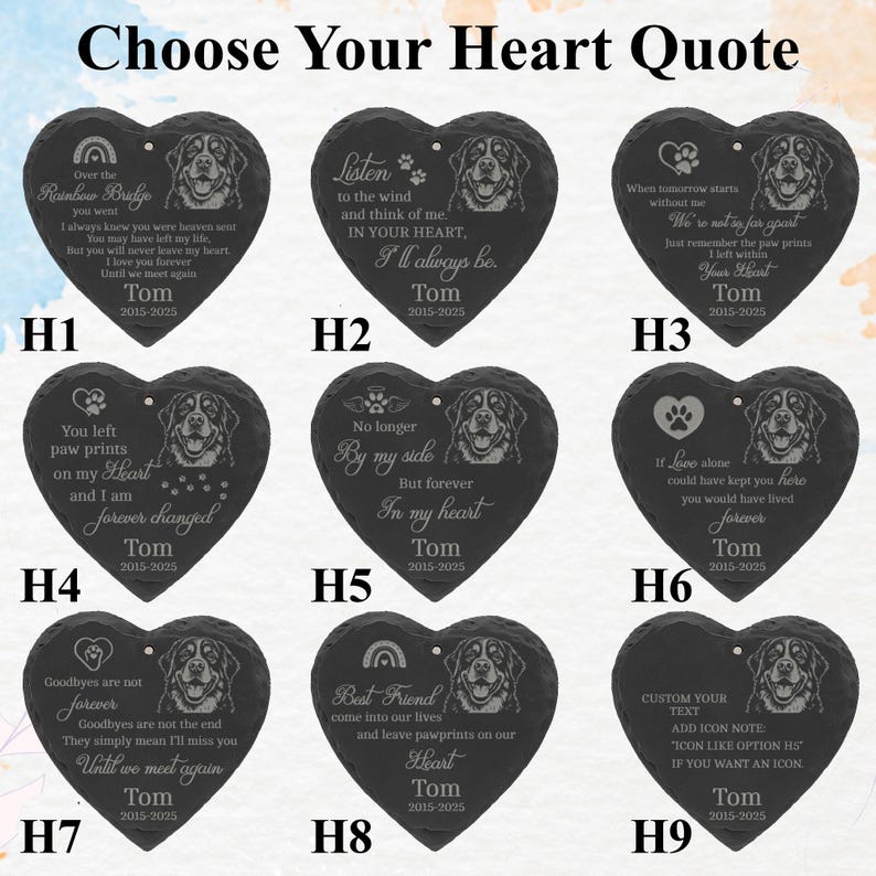 Laser Engraved Pet Memorial Stone – Custom Garden Hanging Plaque with Stake, Personalized Outdoor Dog or Cat Loss Gift, Pet Tribute Keepsake