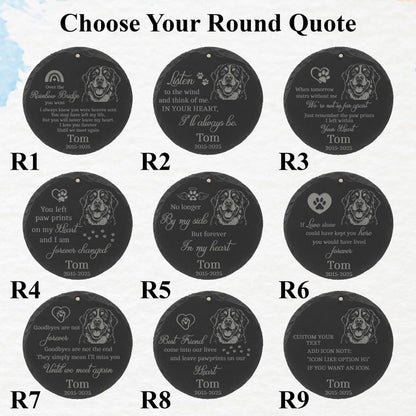 Laser Engraved Pet Memorial Stone – Custom Garden Hanging Plaque with Stake, Personalized Outdoor Dog or Cat Loss Gift, Pet Tribute Keepsake