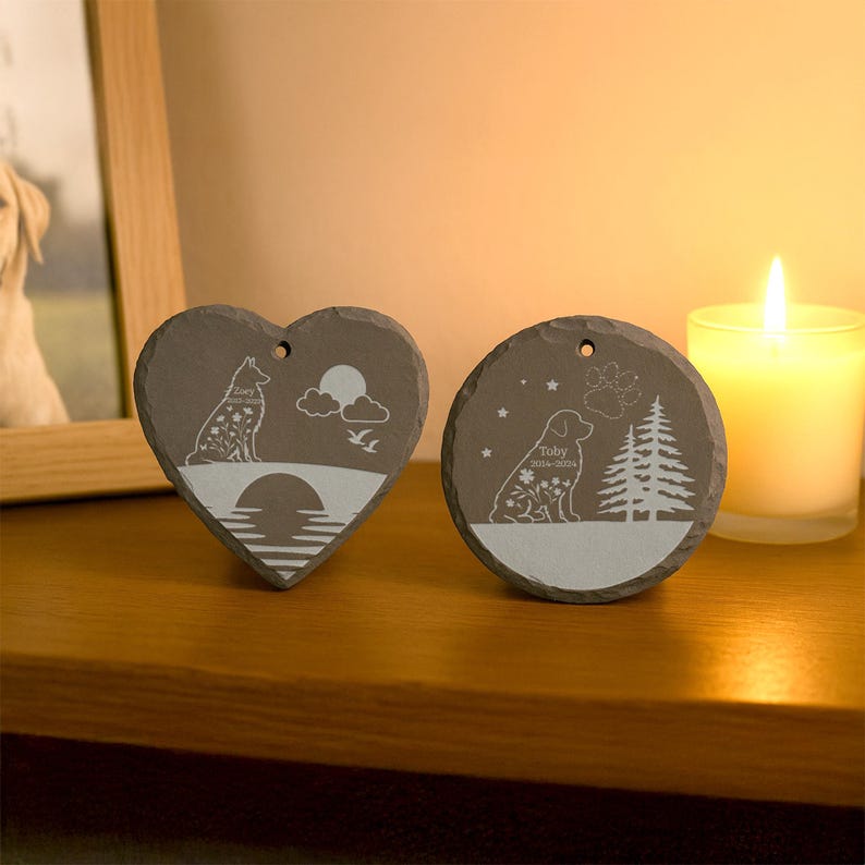 Custom Engraved Pet Loss Memorial Stone, Personalized Garden Hanging Plaque, Outdoor Tribute for Dog or Cat, Remembrance Gift for Owners