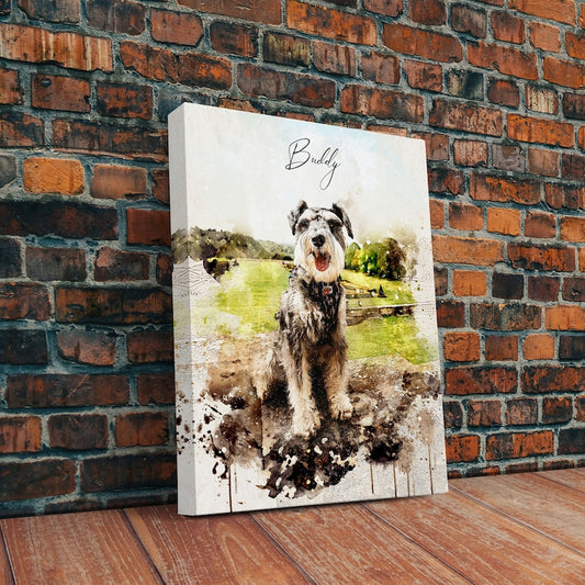 Custom Pet Portrait from Photo Framed Canvas Print