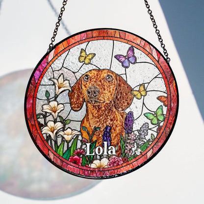 Custom Dog Portrait Art Suncatcher,Custom Pet Portrait,Stained Glass Dog Memorial,Custom Dog Portrait from Photo,Indoor Decor CDS01