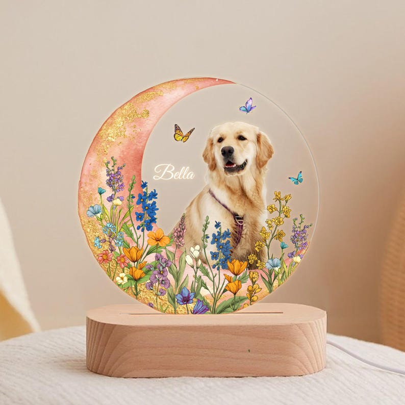 Custom Dog Photo Night Light, Custom Pet Portrait Night Light, Custom Dog Photo Gift, Dog Memorial Gift, Dog Lover Gift, Gift For Dog Mom