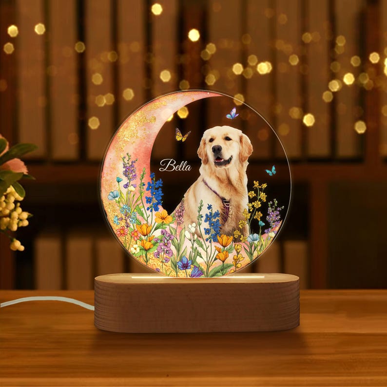 Custom Dog Photo Night Light, Custom Pet Portrait Night Light, Custom Dog Photo Gift, Dog Memorial Gift, Dog Lover Gift, Gift For Dog Mom