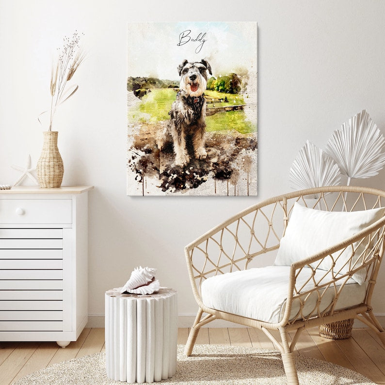Custom Pet Portrait from Photo Framed Canvas Print