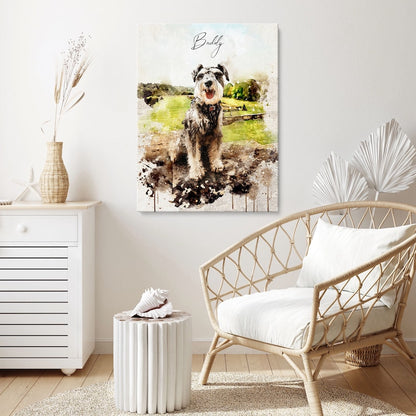Custom Pet Portrait from Photo Framed Canvas Print