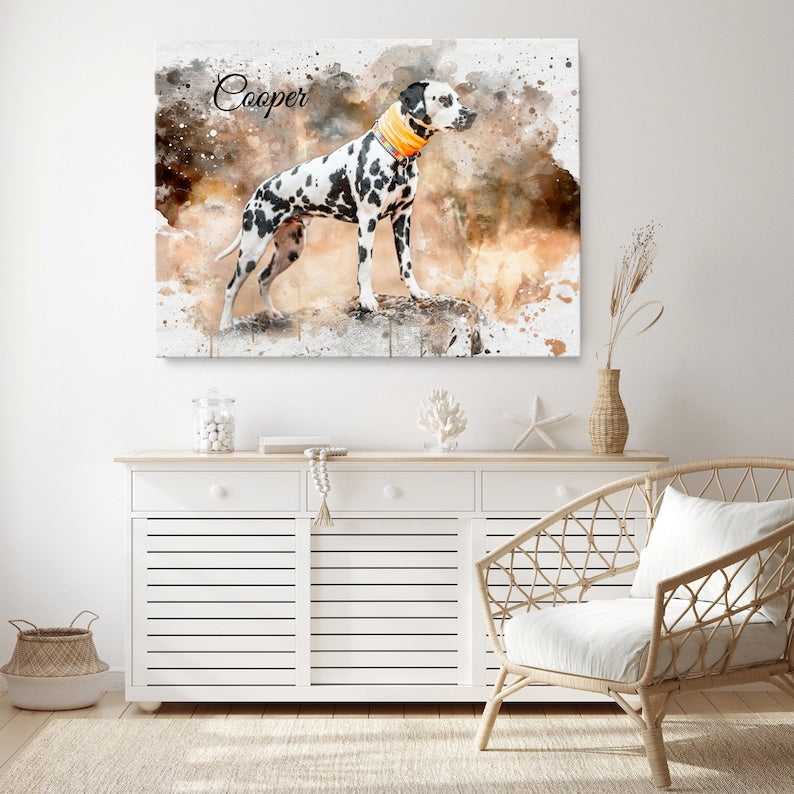 Custom Pet Portrait from Photo Framed Canvas Print