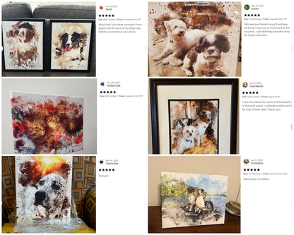 Custom Pet Portrait from Photo Framed Canvas Print