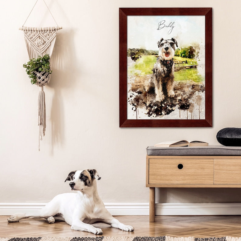 Custom Pet Portrait from Photo Framed Canvas Print
