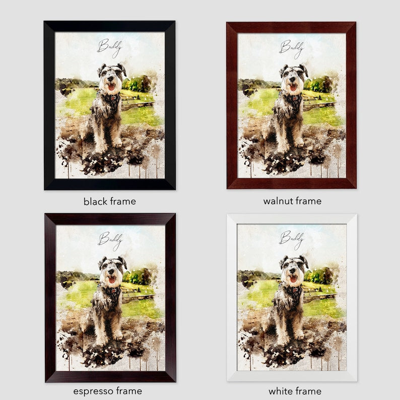 Custom Pet Portrait from Photo Framed Canvas Print