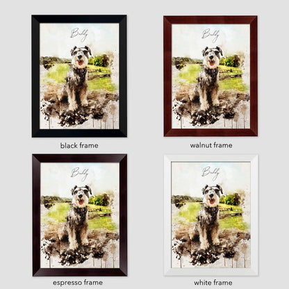 Custom Pet Portrait from Photo Framed Canvas Print