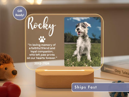 Personalized Pet Memorial Night Light - Custom LED Lamp for Pet Lovers, Perfect Remembrance Gift, Unique Memorial Decor Heartfelt Nightlight
