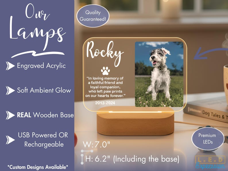 Personalized Pet Memorial Night Light - Custom LED Lamp for Pet Lovers, Perfect Remembrance Gift, Unique Memorial Decor Heartfelt Nightlight