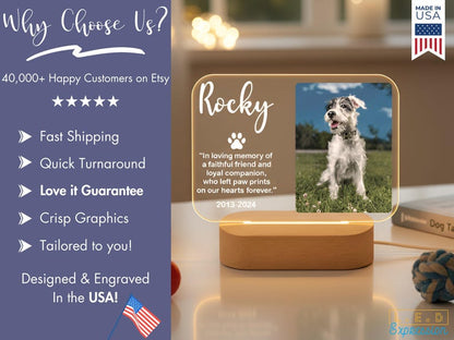 Personalized Pet Memorial Night Light - Custom LED Lamp for Pet Lovers, Perfect Remembrance Gift, Unique Memorial Decor Heartfelt Nightlight